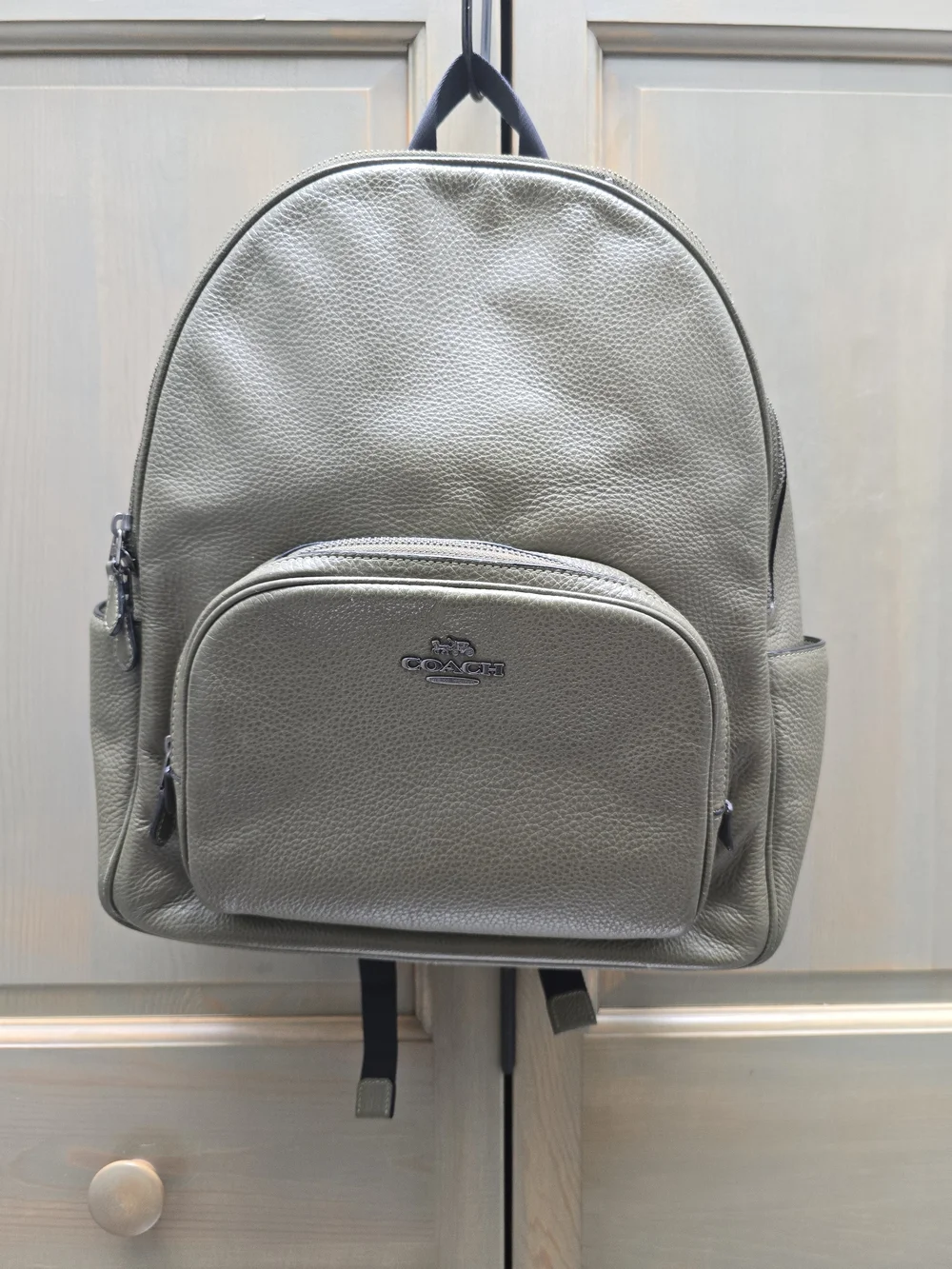 Coach Pebbled Leather Backpack in Olive Green
